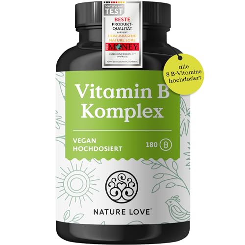NATURE LOVE® Vitamin B Komplex – Hochdosiert: Mit 500 µg Vitamin...