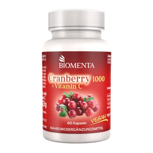 BIOMENTA Cranberry 1000 – 60 Cranberry Kapseln hochdosiert - 1000 mg...