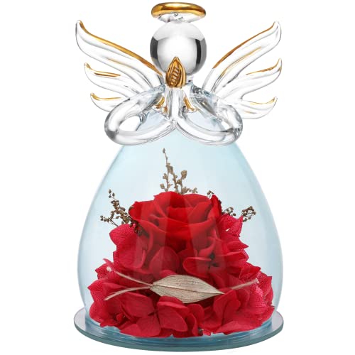 ANLUNOB Geburtstagsgeschenk für immer Rose, Glaskuppel-Engelsstatue...
