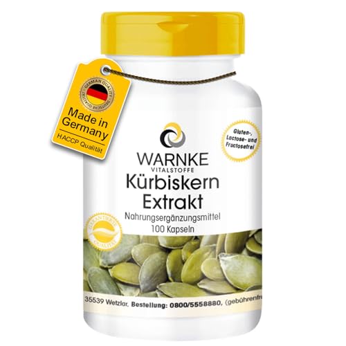 Kürbiskern-Extrakt 500mg - 100 Kapseln - Kürbiskern Plus Vitamin E &...
