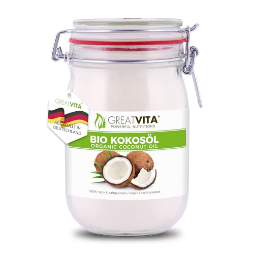 GreatVita Bio Kokosöl, nativ & kaltgepresst, 1000 ml im Bügelglas...
