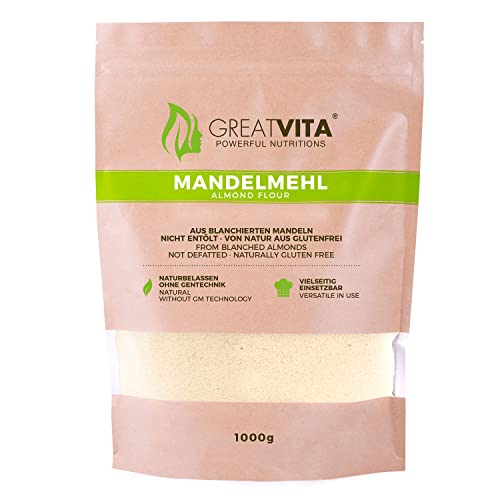 GreatVita Mandelmehl, naturbelassen, aus blanchierten Mandeln, 1000g...