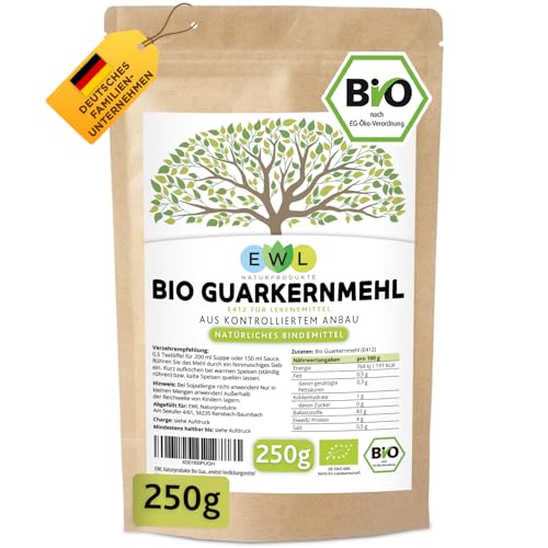 EWL Naturprodukte Guarkernmehl Bio 250g, Guarkernmehl für Eis, Guar...