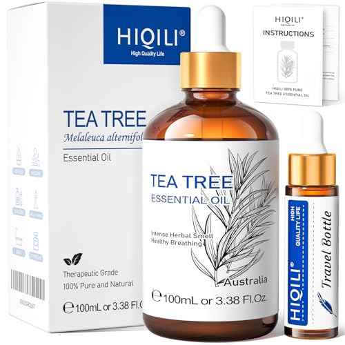 HIQILI Teebaumöl 100ml, 100% Reines Natürliches Ätherisches Öl...