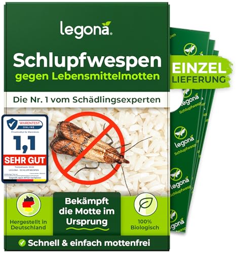 Legona® - Schlupfwespen gegen Lebensmittelmotten / 4x Trigram-Karte...