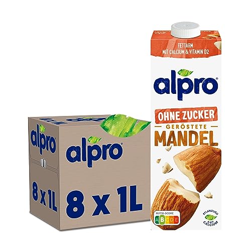 Alpro Mandeldrink Ohne Zucker, 8x1 L, haltbar, Quelle von Calcium und...